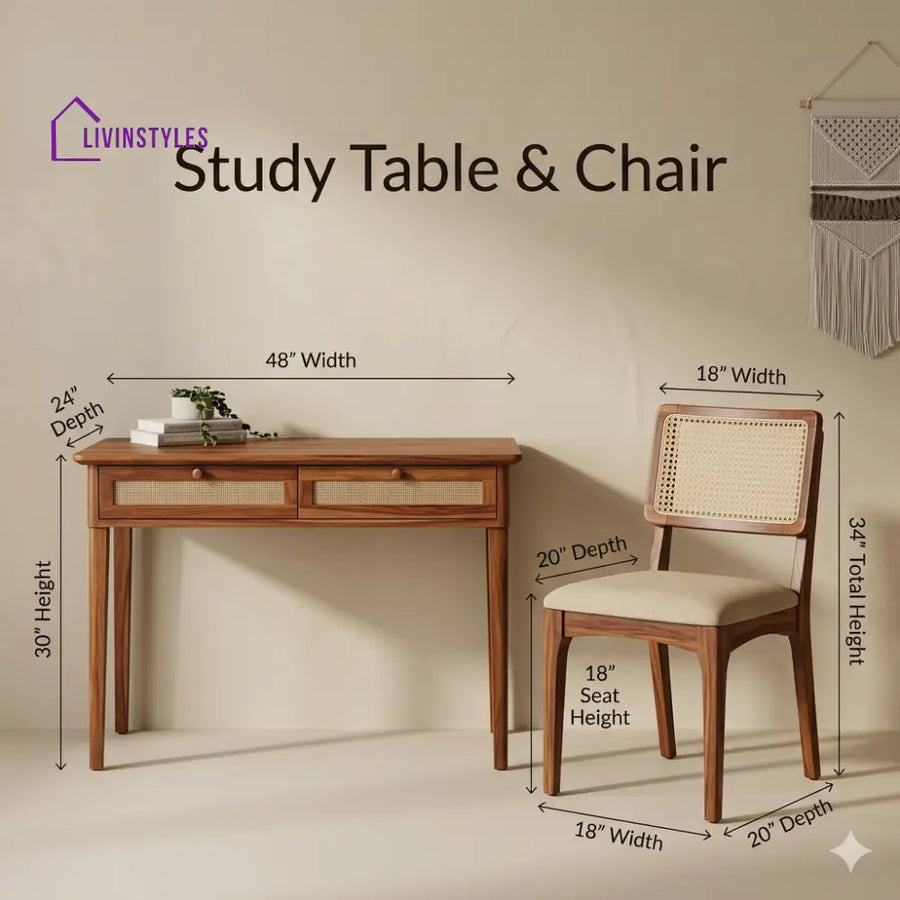 Galina Sheesham Wood Study Table and Chair Set for Students | Kids | Adults