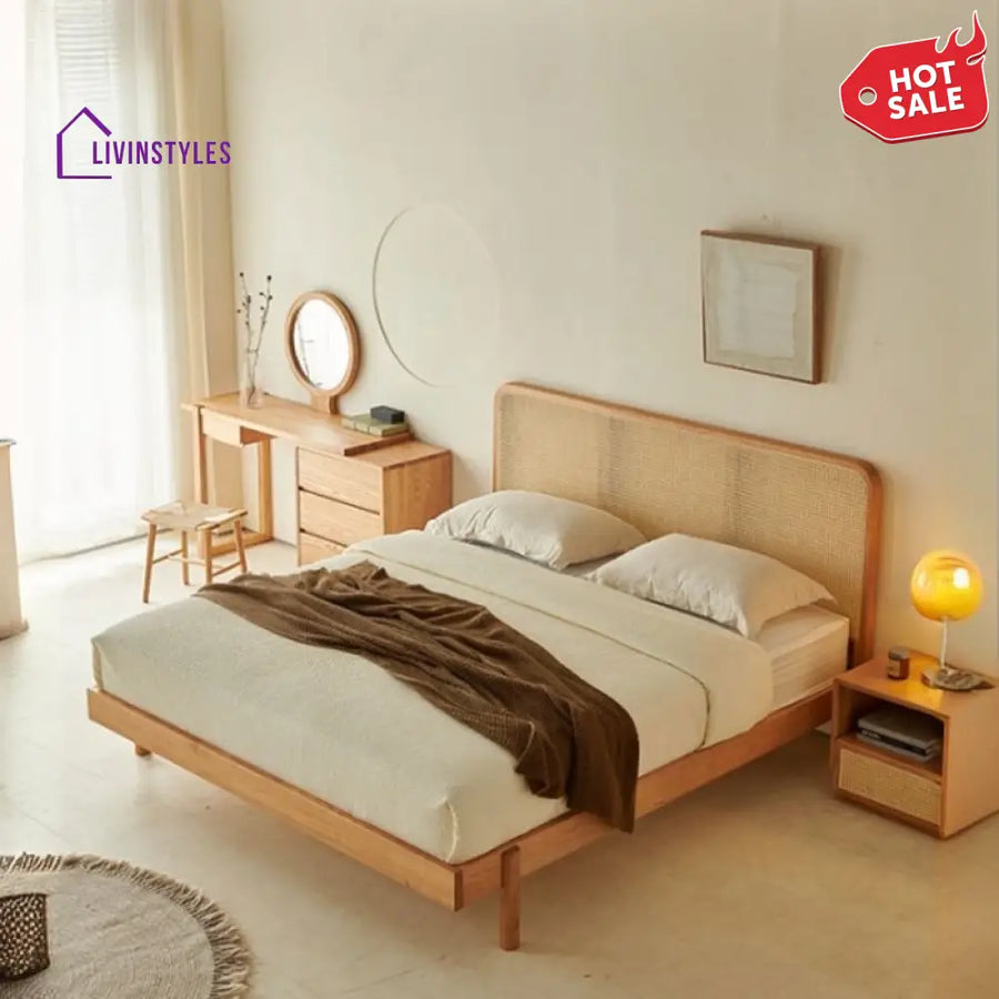 Galina Solid Oak Wood Bed for Luxury Homes