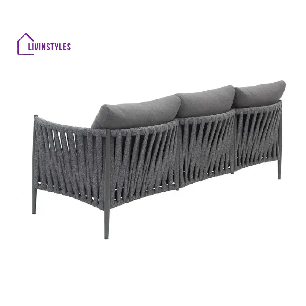 Gallo Outdoor Sofa Set 3 Seater 2 Single seater and 1 Center Table (Grey) Braided & Rope - Sofa Sets