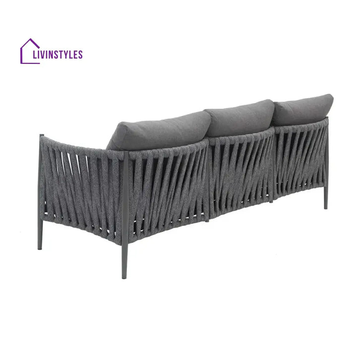 Gallo Outdoor Sofa Set 3 Seater 2 Single seater and 1 Center Table (Grey) Braided & Rope - Sofa Sets