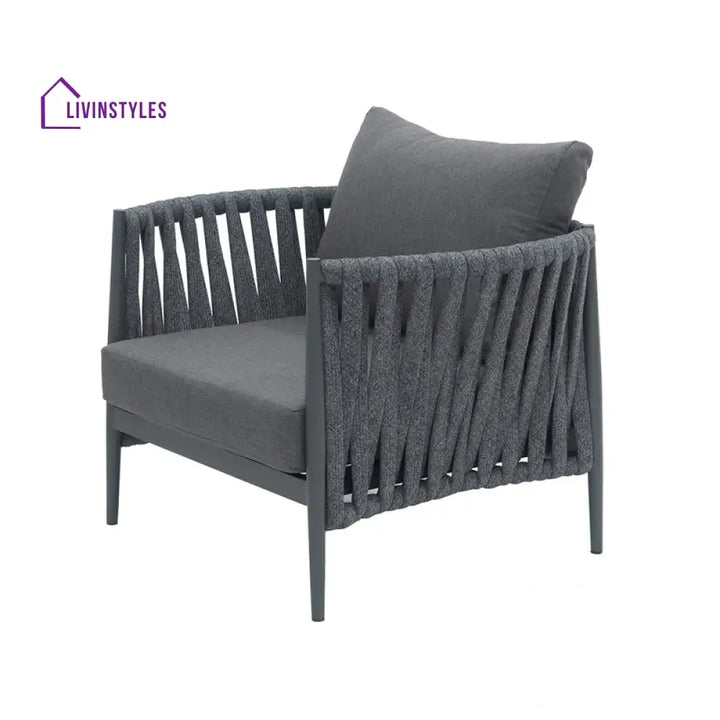 Gallo Outdoor Sofa Set 3 Seater 2 Single seater and 1 Center Table (Grey) Braided & Rope - Sofa Sets