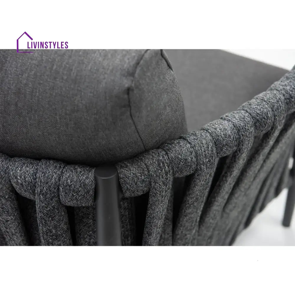 Gallo Outdoor Sofa Set 3 Seater 2 Single seater and 1 Center Table (Grey) Braided & Rope - Sofa Sets