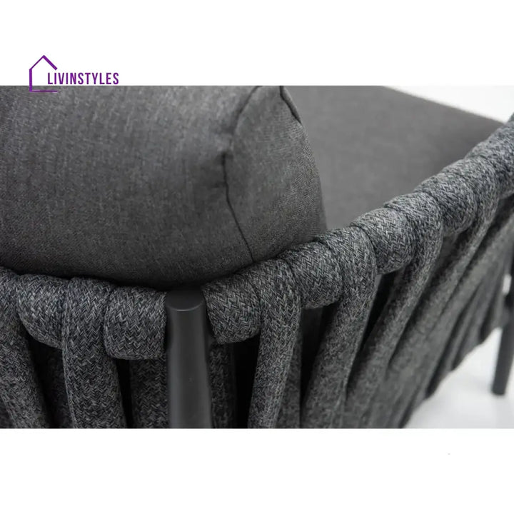Gallo Outdoor Sofa Set 3 Seater 2 Single seater and 1 Center Table (Grey) Braided & Rope - Sofa Sets