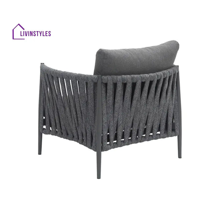 Gallo Outdoor Sofa Set 3 Seater 2 Single seater and 1 Center Table (Grey) Braided & Rope - Sofa Sets