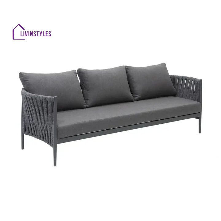 Gallo Outdoor Sofa Set 3 Seater 2 Single seater and 1 Center Table (Grey) Braided & Rope - Sofa Sets