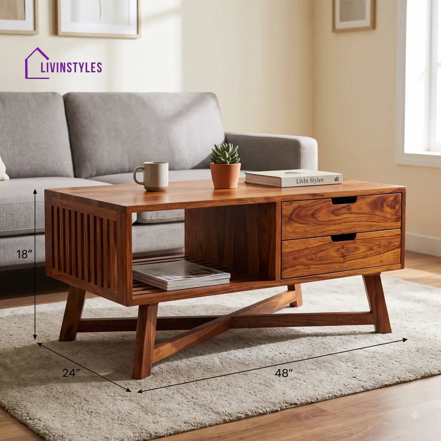 Garance Wooden Coffee Table for Living Room | Tea Table | Teapoy | Center table