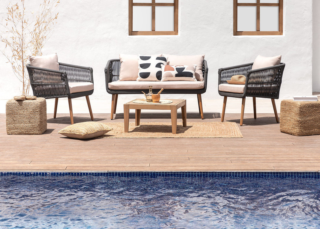Bilbao Outdoor Sofa Set 2 Seater, 2 Single seater Set Braided & Rope