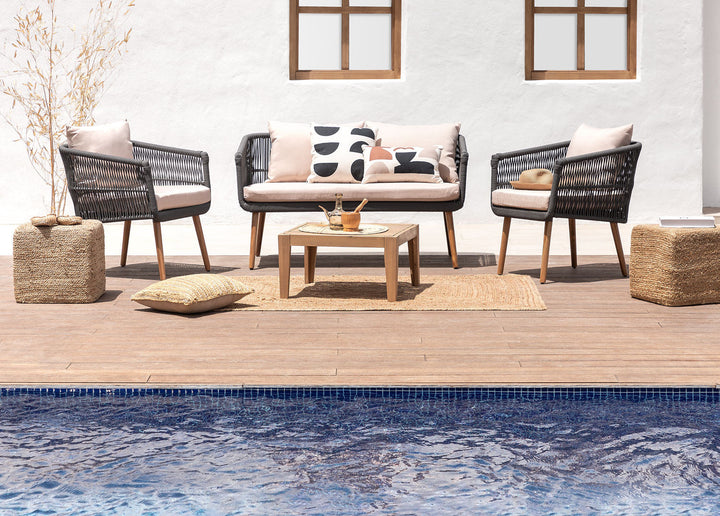 Bilbao Outdoor Sofa Set 2 Seater, 2 Single seater Set Braided & Rope