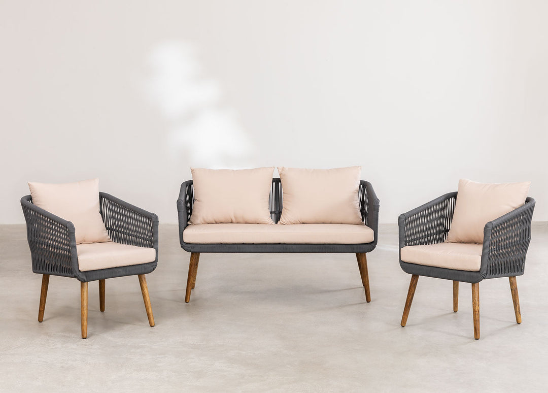 Bilbao Outdoor Sofa Set 2 Seater, 2 Single seater Set Braided & Rope