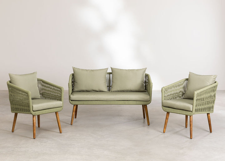 Bilbao Outdoor Sofa Set 2 Seater, 2 Single seater Set Braided & Rope