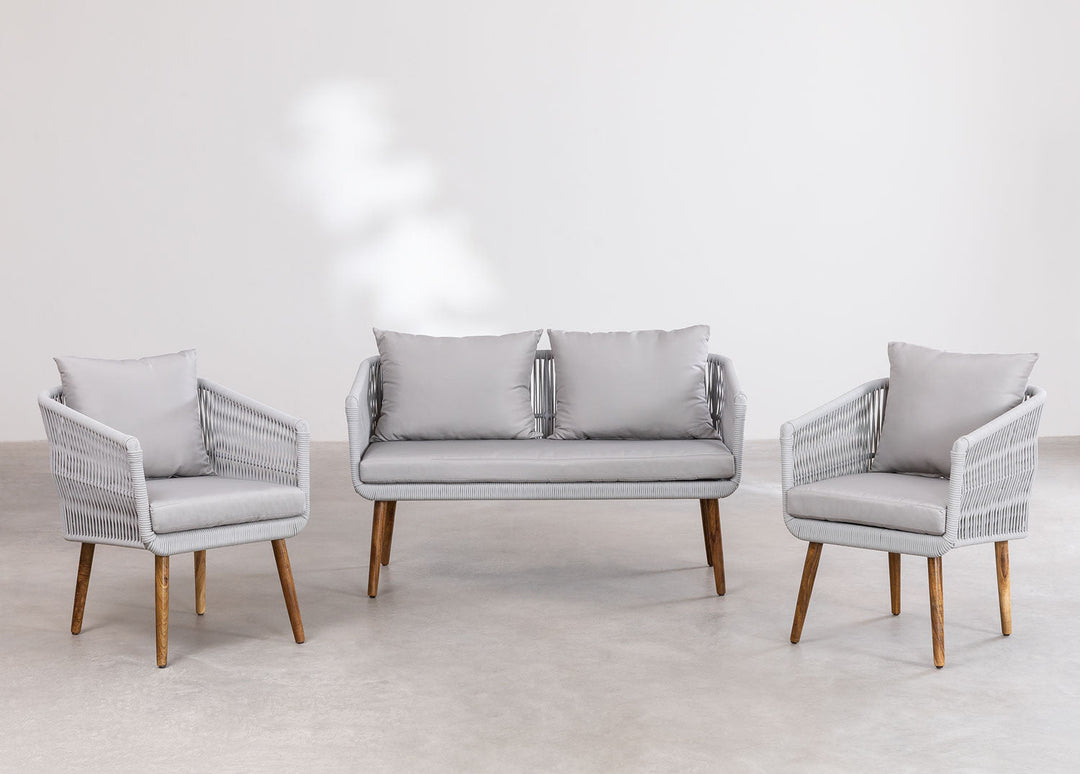 Bilbao Outdoor Sofa Set 2 Seater, 2 Single seater Set Braided & Rope