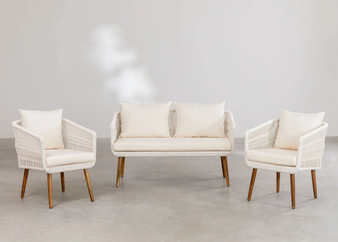 Bilbao Outdoor Sofa Set 2 Seater, 2 Single seater Set Braided & Rope