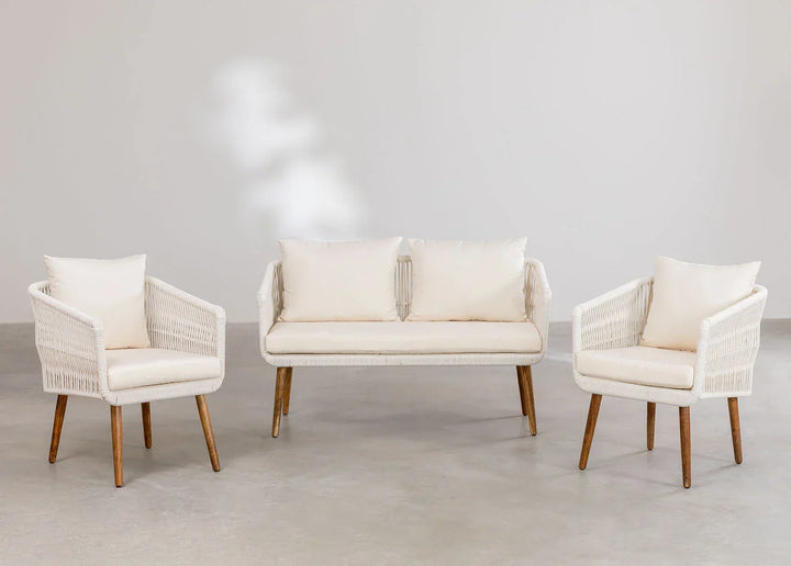 Bilbao Outdoor Sofa Set 2 Seater, 2 Single seater Set Braided & Rope