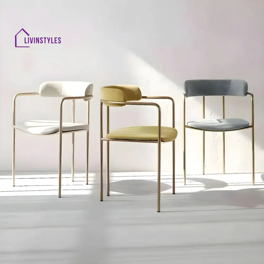 Garima Metal Dining Chair | Velvet Fabric | High Density Foam