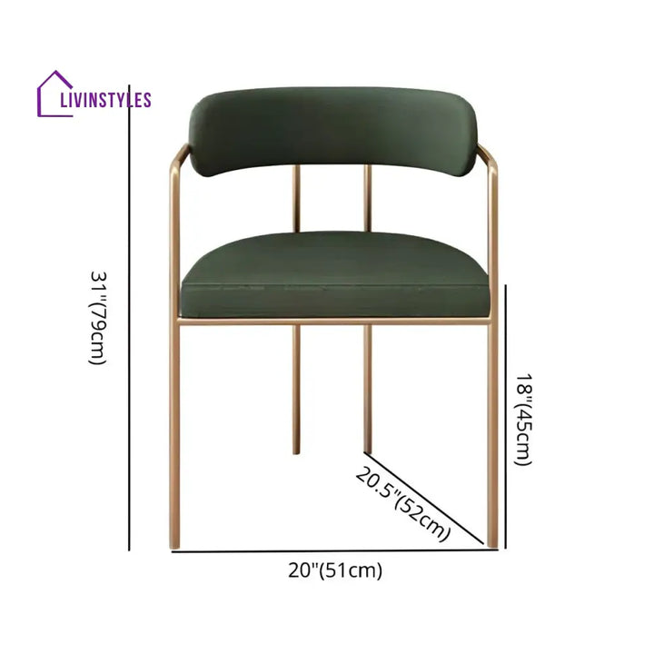 Garima Metal Dining Chair | Velvet Fabric | High Density Foam