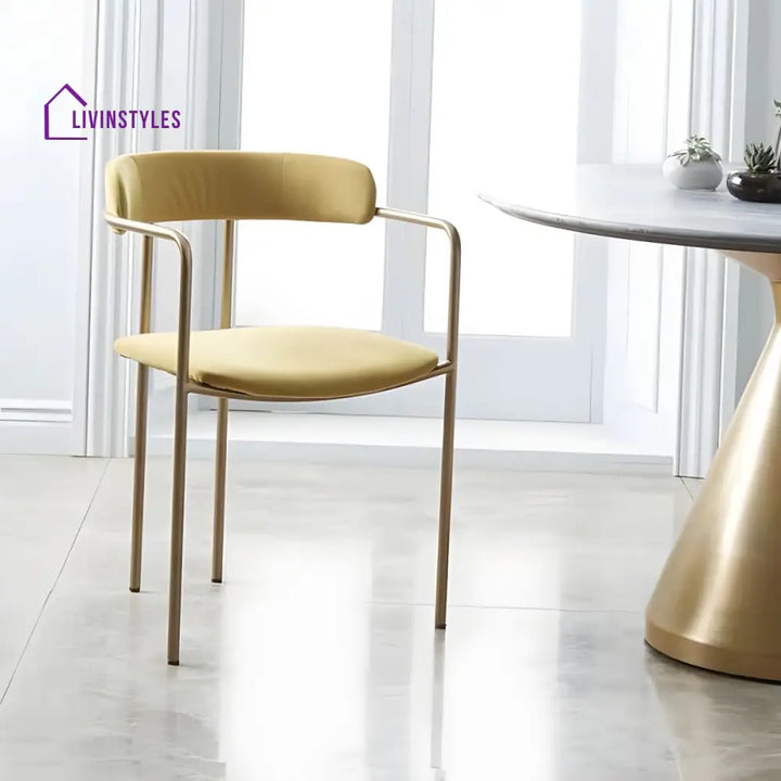 Garima Metal Dining Chair | Velvet Fabric | High Density Foam
