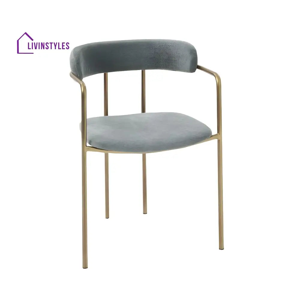 Garima Metal Dining Chair | Velvet Fabric | High Density Foam