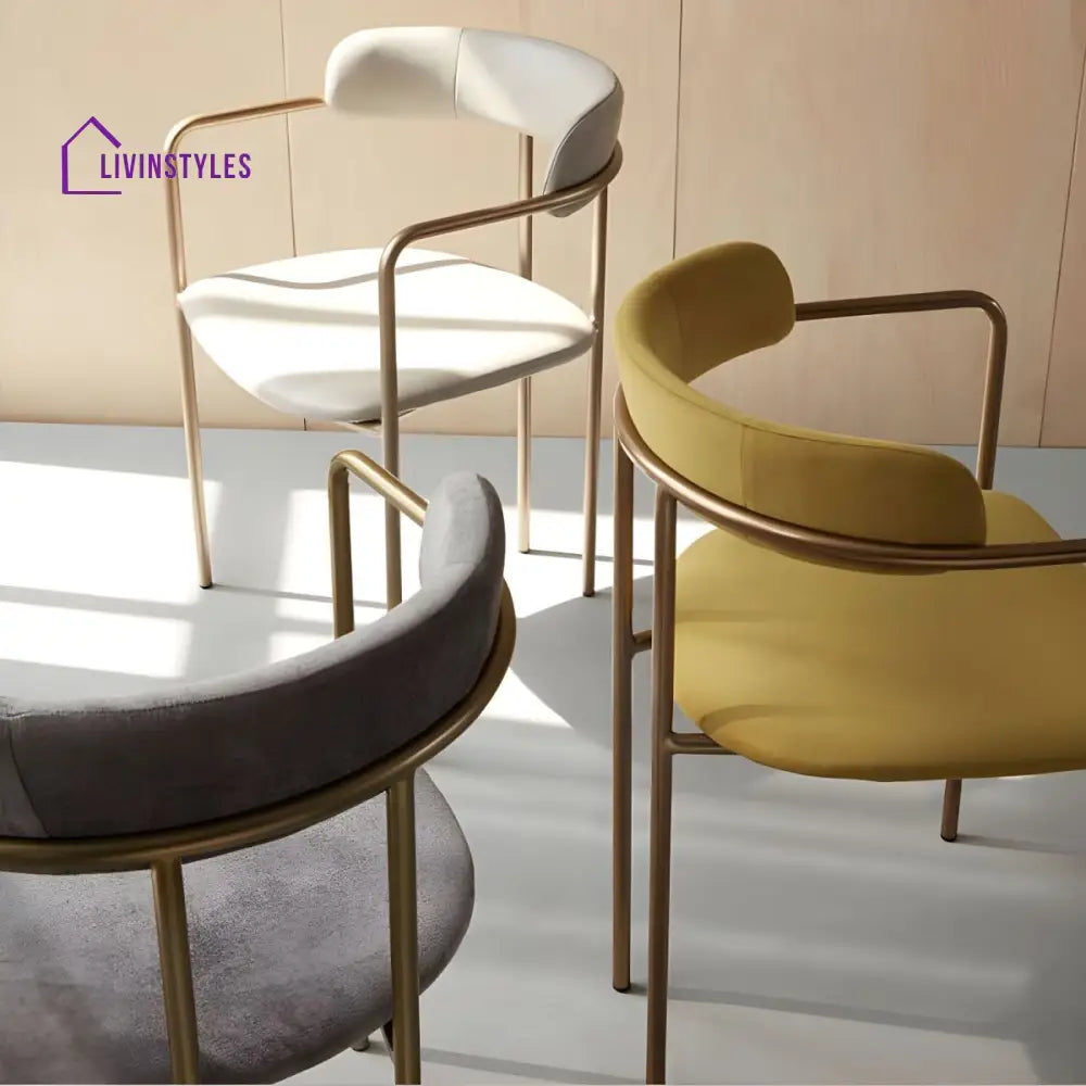 Garima Metal Dining Chair | Velvet Fabric | High Density Foam