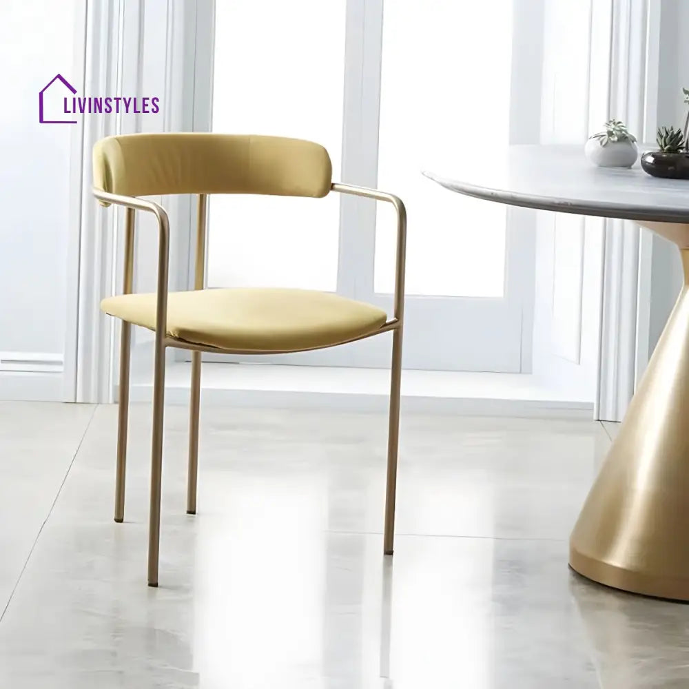 Garima Metal Dining Chair | Velvet Fabric | High Density Foam