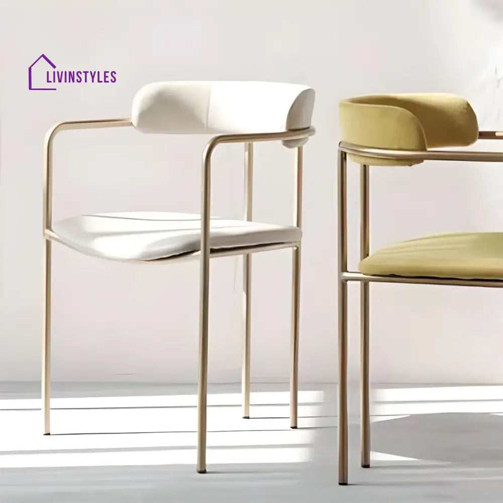 Garima Metal Dining Chair | Velvet Fabric | High Density Foam
