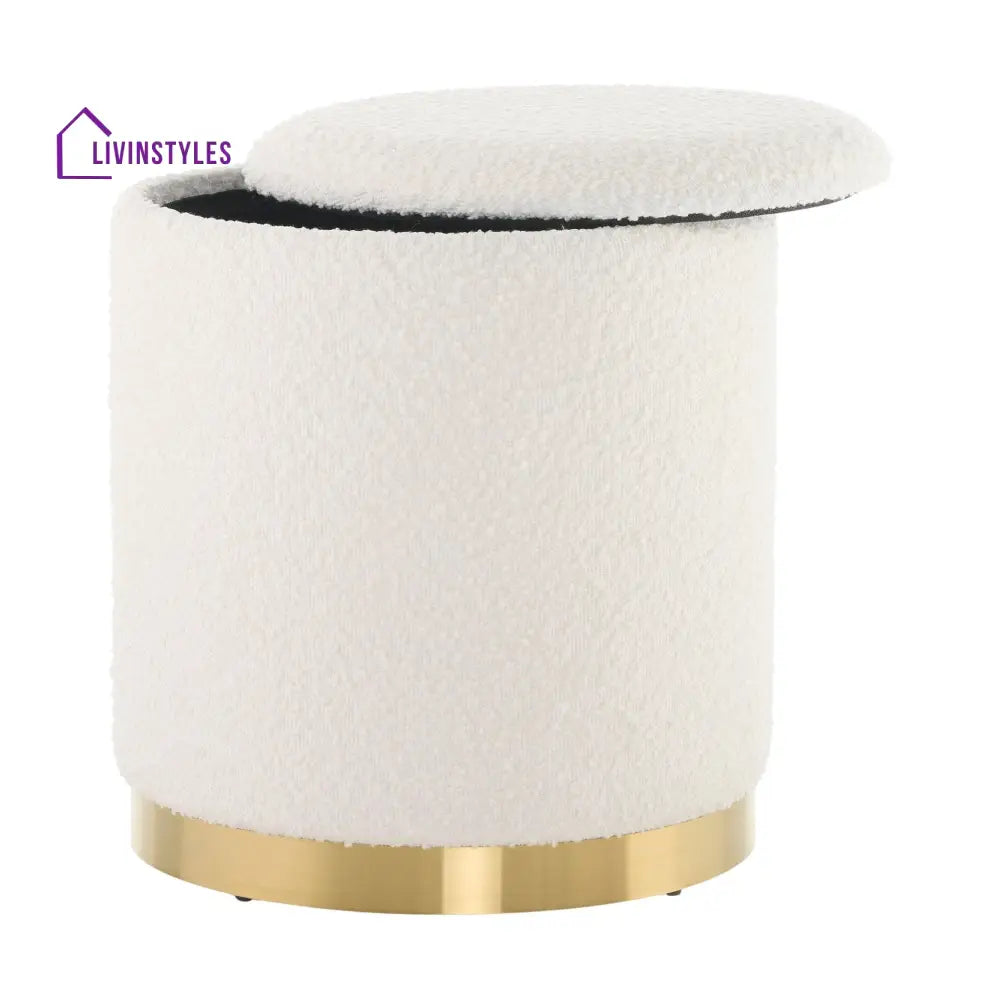 Gaspar Gold Base Boucle Storage Stool Stools