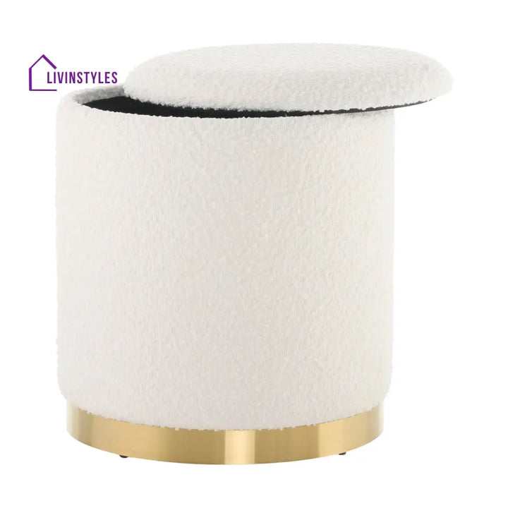 Gaspar Gold Base Boucle Storage Stool Stools