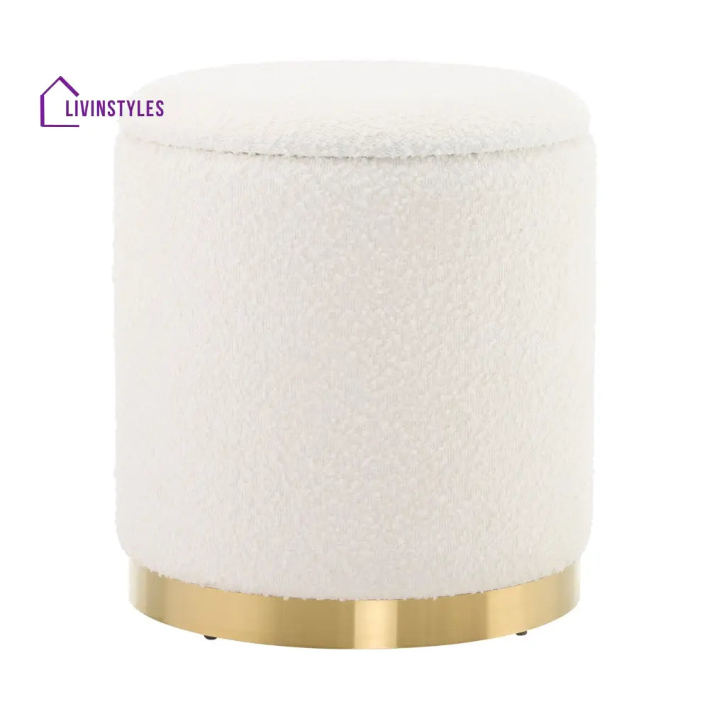 Gaspar Gold Base Boucle Storage Stool Stools
