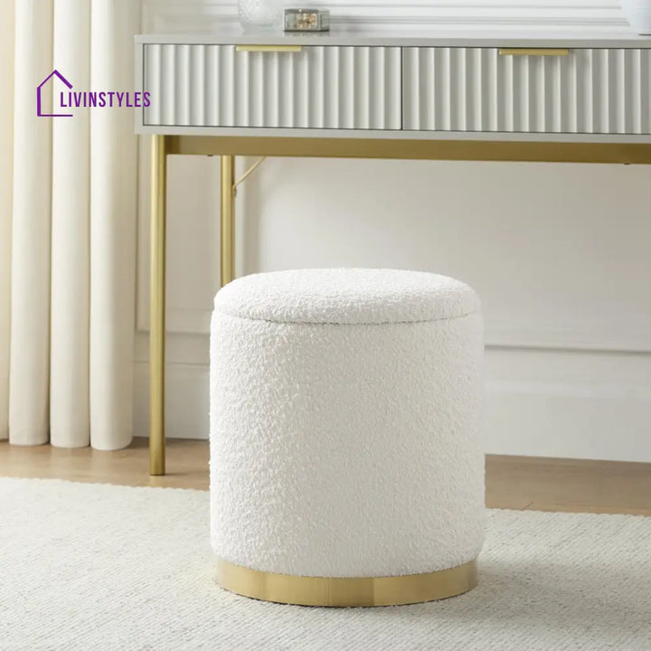Gaspar Gold Base Boucle Storage Stool Stools