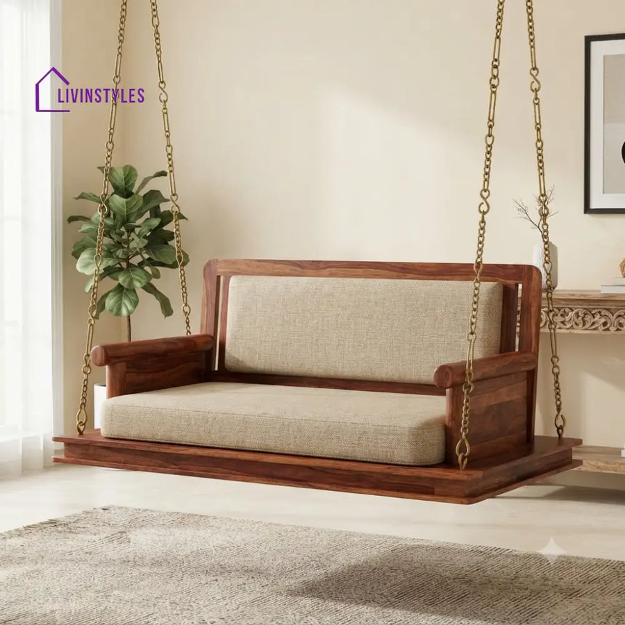 Gaston 2 Seater Wooden Swing for Home | Wooden Jhula for home