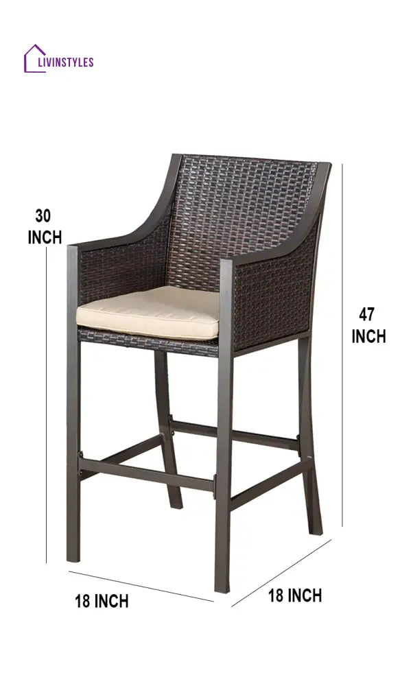 Gastone Outdoor Patio Bar Chair 2 Chairs For Balcony (Brown) - Bar Sets