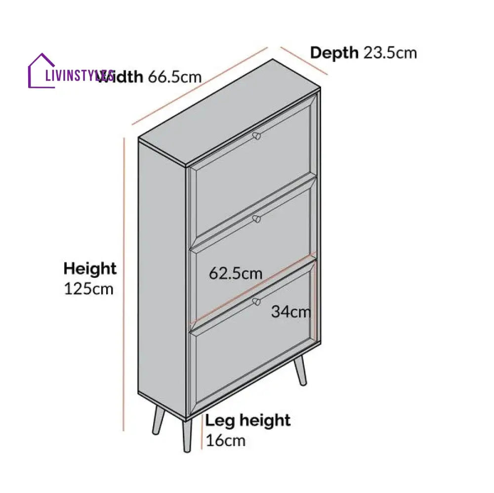 Gatik Solid Wood Rattan Mint Finish 3 Tier Shoe Cabinet