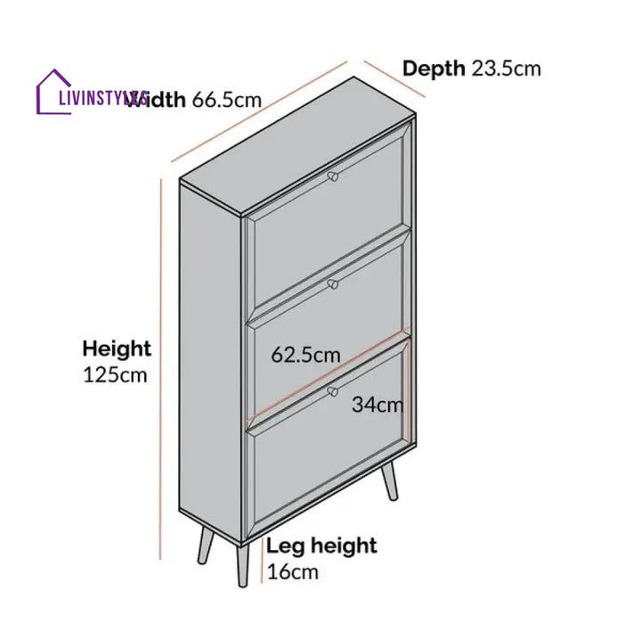 Gatik Solid Wood Rattan Mint Finish 3 Tier Shoe Cabinet