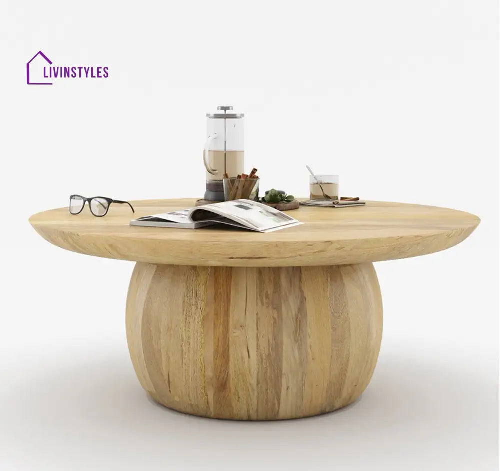 Gatik Solid Wood Round Top Coffee Table