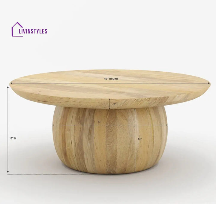 Gatik Solid Wood Round Top Coffee Table