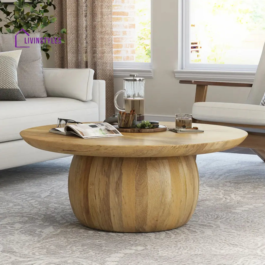 Gatik Solid Wood Round Top Coffee Table