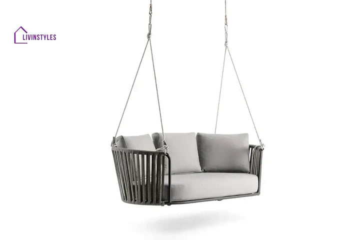 Gato Double Seater Hanging Swing Without Stand For Balcony Garden Swing (Grey) Braided & Rope - Swings