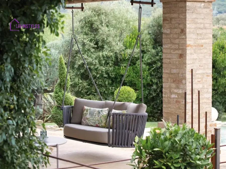Gato Double Seater Hanging Swing Without Stand For Balcony Garden Swing (Grey) Braided & Rope - Swings