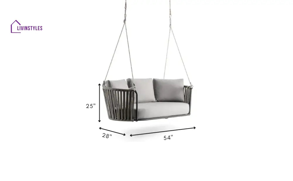 Gato Double Seater Hanging Swing Without Stand For Balcony Garden Swing (Grey) Braided & Rope - Swings