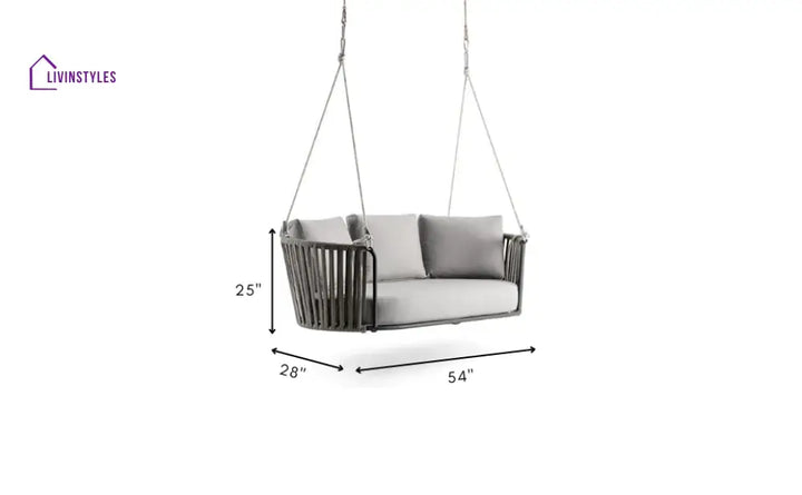 Gato Double Seater Hanging Swing Without Stand For Balcony Garden Swing (Grey) Braided & Rope - Swings