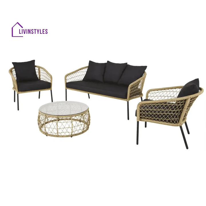 Gaurav Patio Conversation Set (Beige/Black)