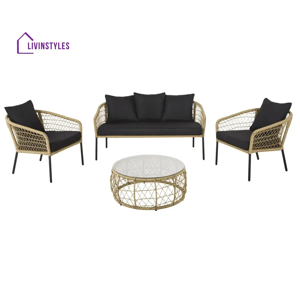 Gaurav Patio Conversation Set (Beige/Black)
