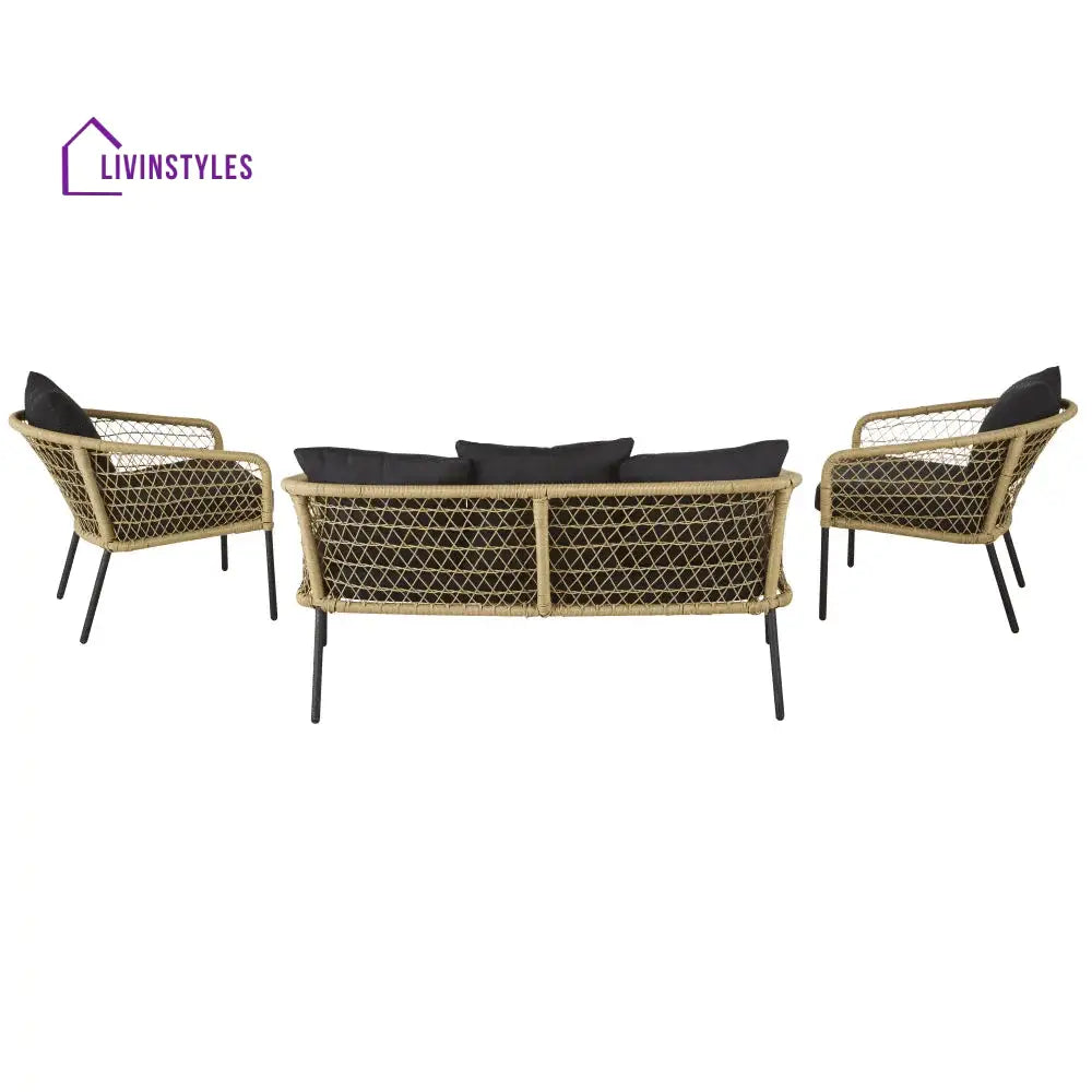 Gaurav Patio Conversation Set (Beige/Black)