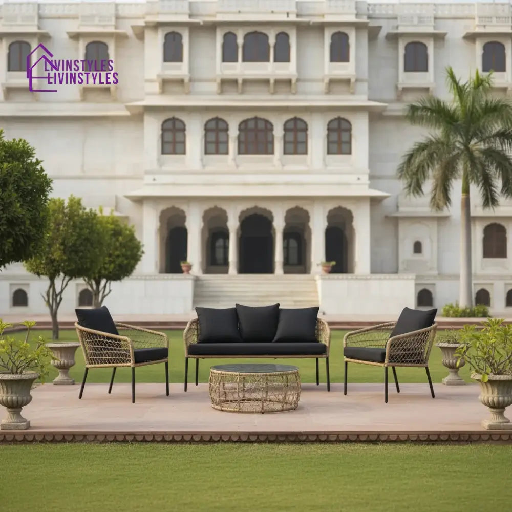 Gaurav Patio Conversation Set (Beige/Black)