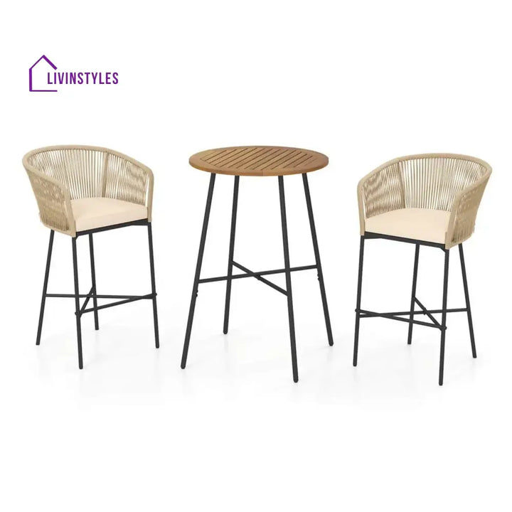 Gauravi Premium Outdoor Rope Bar Set With a High-Top Round Table - Bar Set