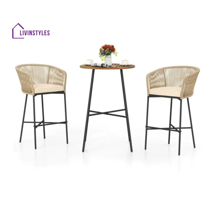 Gauravi Premium Outdoor Rope Bar Set With a High-Top Round Table - Bar Set