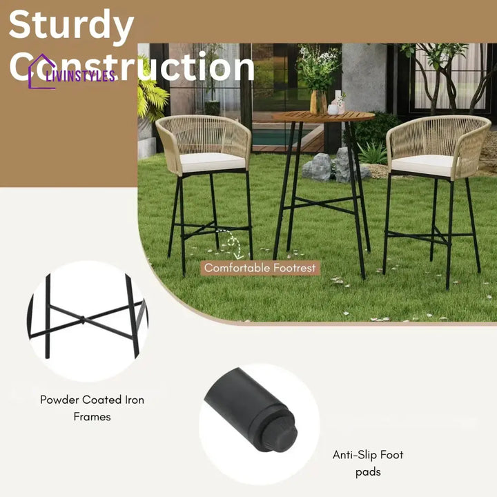 Gauravi Premium Outdoor Rope Bar Set With a High-Top Round Table - Bar Set