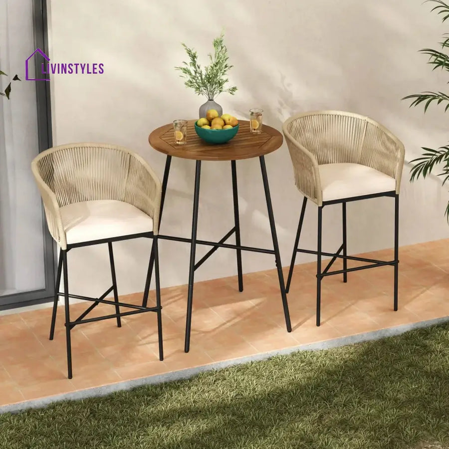 Gauravi Premium Outdoor Rope Bar Set With a High-Top Round Table - Bar Set