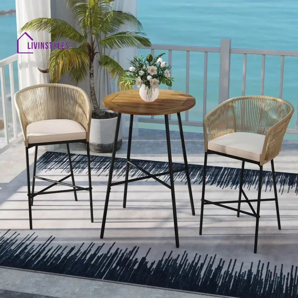 Gauravi Premium Outdoor Rope Bar Set With a High-Top Round Table - Bar Set