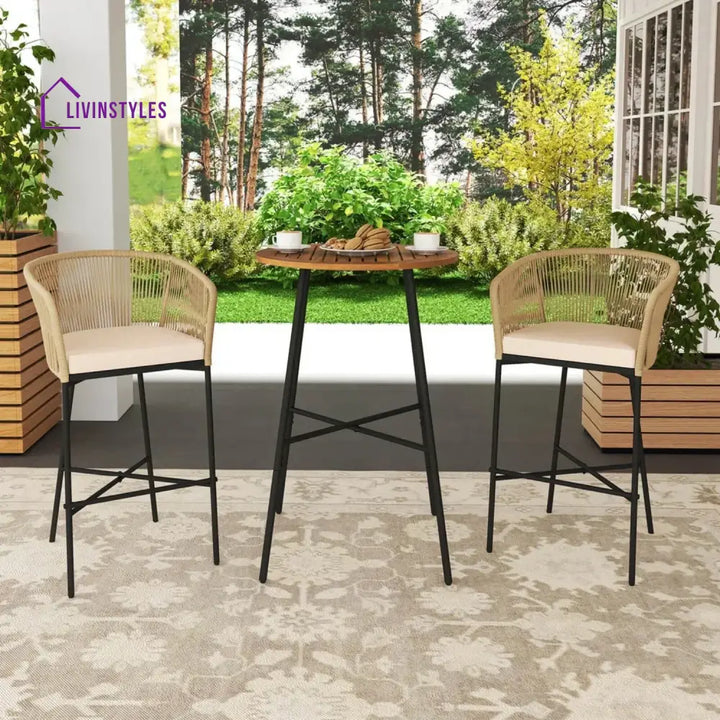 Gauravi Premium Outdoor Rope Bar Set With a High-Top Round Table - Bar Set