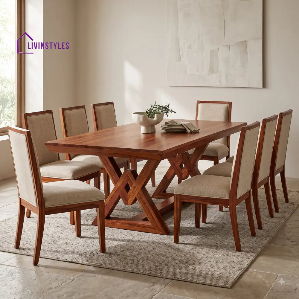 Gauri Premium Solid Wood 8 Seater Dining Table Set